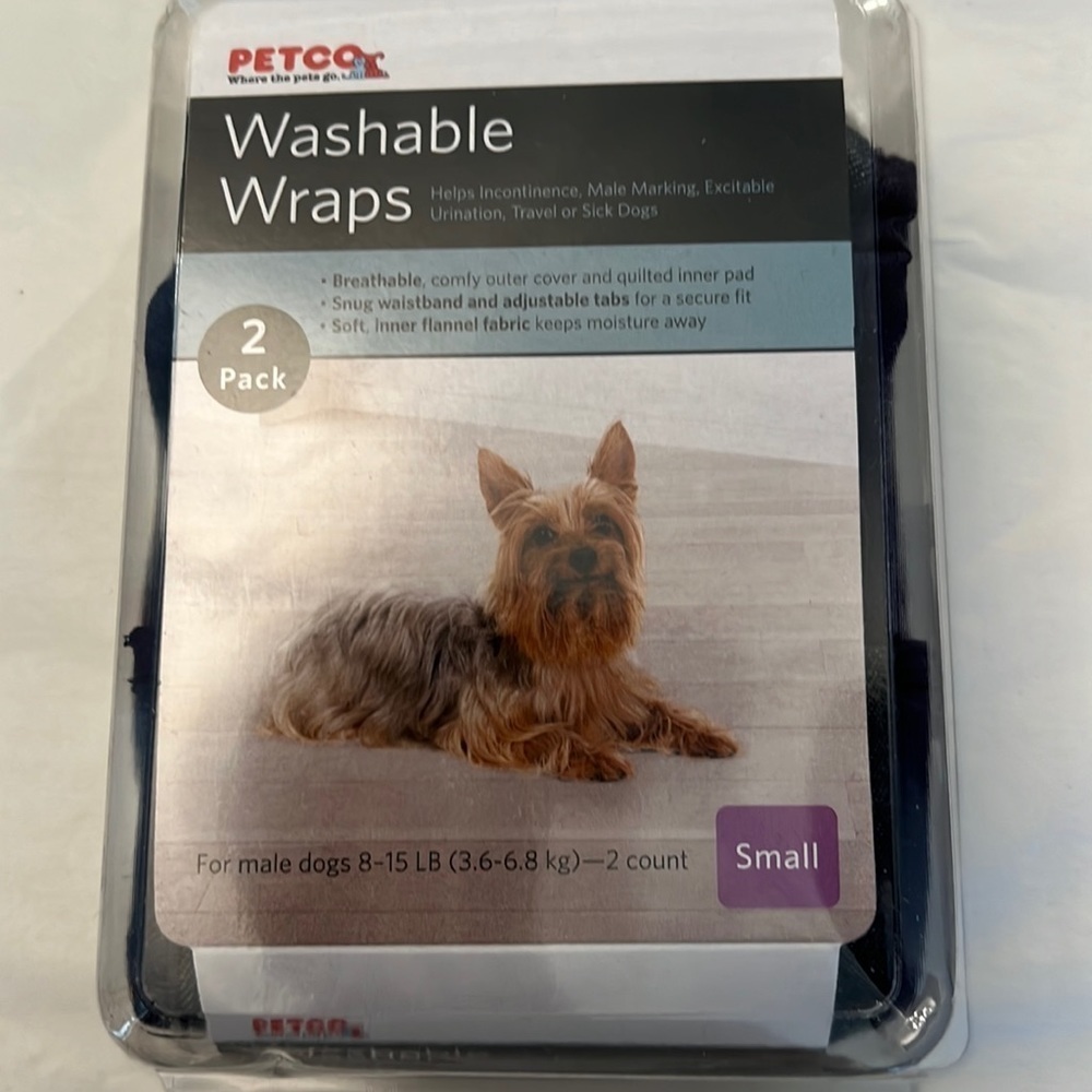 Belly Bands - Petco 2 Pack Washable Wraps for Male Dogs size Small - new